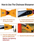 Instruction guide for Portable Teeth Chainsaw Sharpener With Bar Mount For Fast Sharpening Fits 14 16 18 20 Inch Chainsaws