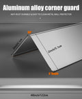 Built Tough 304 Stainless Steel Wall Corner Guards 2X2X48 Inch Metal Edge Protectors 10 Pack shown with dimensions and angle.