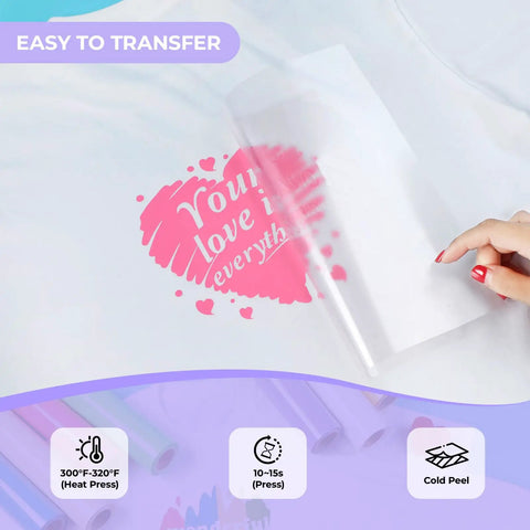Applying White Heat Transfer Vinyl Roll 12 Inch by 20 Feet for Shirts and Projects Easy Cut Weed HTV with heart design