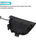 Back view of the front right unpainted black bumper tow hook cover for Toyota Prius C 2015 2017, OE 52127-52947