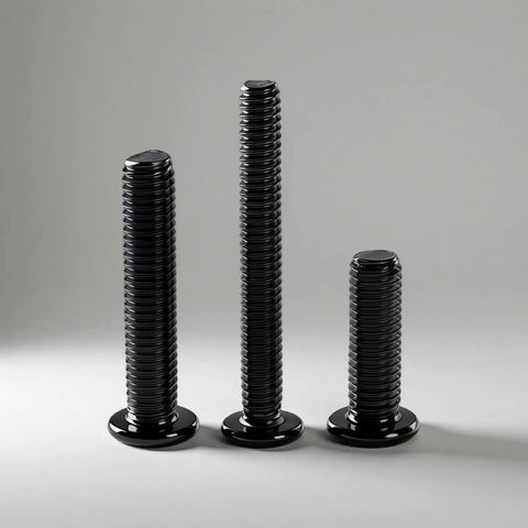Tough As Nails 304 Stainless Steel Flat Head Hex Socket Cap Screws, 3/16 X 3/4 Inch, 50 Pack Black Oxide Finish, stacked in three sizes.
