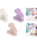 Assorted colors of quarter-inch single hole puncher, 6mm round hole, 10 sheets capacity, portable for card making, scrapbooking, crafts