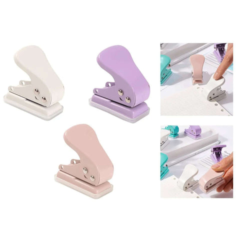 Assorted colors of quarter-inch single hole puncher, 6mm round hole, 10 sheets capacity, portable for card making, scrapbooking, crafts