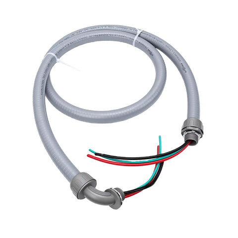 Pre Wired AC Whip Kit With Three Quarter Inch Flexible Liquid Tight Conduit Six Feet Long 8 AWG Copper Wire Three Conductor with connectors.