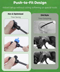 Comparison of new and old connectors in Plug And Play Drip Irrigation Kit 100 Ft With 1/4 Inch Tubing 20 Drippers 20 Stakes Tee Connectors