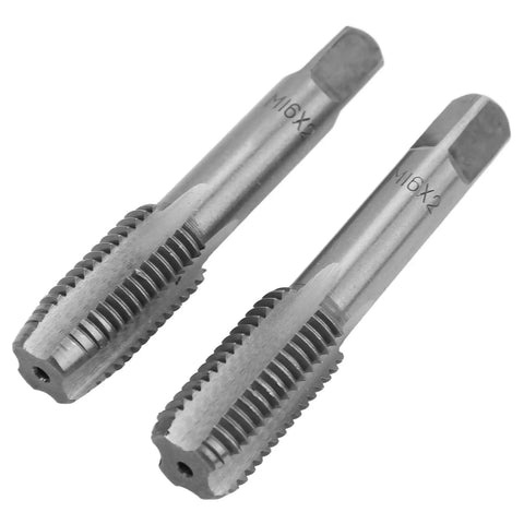 Two Piece Metric Thread Tap Set HSS High Speed Steel Straight Flute Hand Tapping Tools For Through Hole Threading M5 M8 M10 M12 Pro Grade Durable Cutters For Quick Clean Threads In Metalworking, M16x2 taps