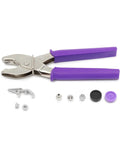 Beefy Heavy Duty Snap Pliers Kit For Size 24 5 8 Inch Metal Snap Fastener Tool with purple handheld snap setter and inserts