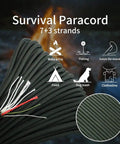 Rugged Paracord Kit 100 Feet Of 7 Strand Nylon Fire Starter Rope With Red Tinder Cord And Fishing Line For Outdoor DIYs