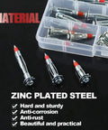 24 Piece Hollow Wall Anchors Kit With 3 Sizes 35mm 46mm 59mm Long Zinc Plated Steel Heavy Duty Molly Bolts on black background