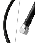 Close-up of Beefed Up 6AN 70 Inch Transmission Cooler Lines Black Nylon Braided Hose with connector