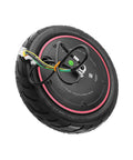 Rear view of Brushless Electric Skateboard Replacement Motor 36V 350W Powerhouse with wiring and wheel attachments.