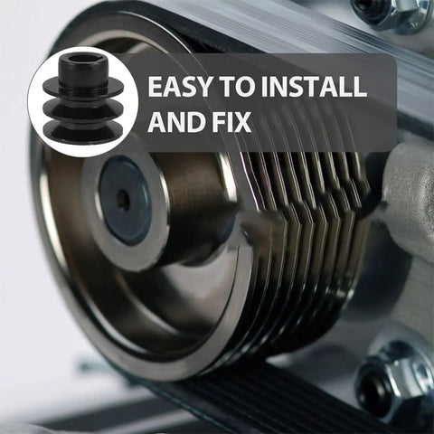 Heavy Duty Double Groove V Belt Pulley With 20 Mm Shaft And Keyway For Gas Engine Water Pump Replacement Industrial Power Transmission Sheave close-up on installation.