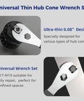 Ultra Thin Hub Cone Wrench Set 4 Pcs With 13mm 14mm 15mm 16mm Open End And 16mm Box End CrV Steel NiCr Plated in use on bike hub