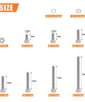 Pro Grade Heavy Duty Hex Socket Head Cap Screws Kit In 304 Stainless Steel, M2.5 Thread, includes bolts, nuts, washers, 7 sizes