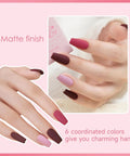 Rose Coast Gel Nail Polish Set With LED Light And Strips, matte finish, various shades on fingers, part of DIY Manicure Kit