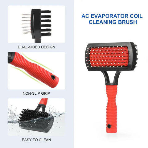 Heavy Duty Air Conditioner Coil Cleaner Brush And Fin Comb Kit Stainless Steel Evaporator Straightener For Hvac Units Knock Out Grime And Flatten Bent Fins Without Breaking A Sweat For Homeowners