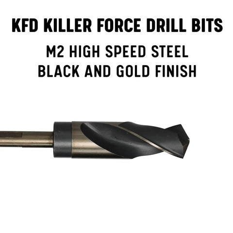 KFD Series 11/16 Inch Reduced Shank High Speed Steel Drill Bit With One Half Inch Shank Black Gold Finish For Stainless Steel And Other Hard Metals A True Workhorse For Fast Durable Drilling