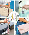 8 Set DIY Macrame Wristlet Keychain Kit For Adults used on purse, door key, car key, and bag with colorful boho tassels.