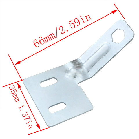 Stainless steel door alignment bracket with dimensions in silver finish for bi-fold or sliding doors.