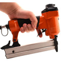 Heavy Duty Pneumatic Brad Nailer For Furniture Assembly And Woodworking Projects Delivers Zero Sweat Fastening, hand-held view.