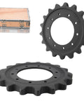 Heavy Duty Drive Sprocket For Heavy Equipment Undercarriage showing front and back, featuring 10 bolt holes and 17 teeth.