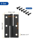 Six Pack Of Top Shelf Black Iron Lift Off Hinges Kickin It Easy For Left Handed Cabinets with screws and dimensions shown.