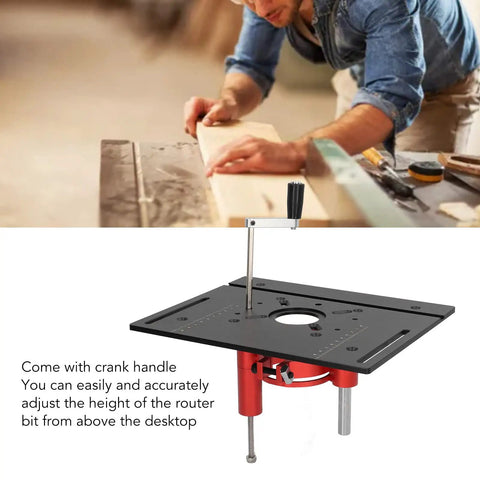 Beefed Up Aluminum Router Lift Kit With Bulletproof Precision Dynamic Insert Plate for height adjustment on table saws