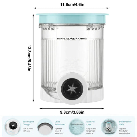 4 Pack Creami Swirl Pints With Lids For Ninja NC700 NC701 NC701C Series showing dimension details and airtight lid design.