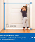 Child in room monitored by 1080p Indoor Outdoor Security Camera With Motion And Person Detection, Baby Cry Alerts, Color Night Vision.