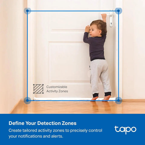 Child in room monitored by 1080p Indoor Outdoor Security Camera With Motion And Person Detection, Baby Cry Alerts, Color Night Vision.