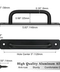 Black Barn Door Handles Set 10 Pack With 5 Inch Hole Center Sliding Door Pulls Modern Aluminum Alloy Hardware For Pocket Doors And Bifold Closets Rust Resistant Door Handles Replacement, detailed size illustration