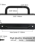 Black Barn Door Handles 4 Pack With 5 Inch Hole Center Aluminum Sliding Door Pulls For Pocket Doors Bifold Closets Hardware Replacement Durable Rust Resistant Grip Friendly Easy Install with dimensions and screw