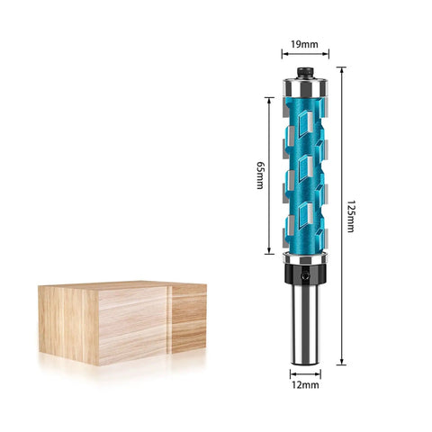 Hamwesh 12mm Shank Flush Trim Router Bit With Premium Carbide Build, 19mm cut diameter, 65mm length, ideal for woodworking.