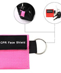 CPR Face Shield Keychain Mask With One Way Valve Portable First Aid Kit Essentials Red Nylon Pouch Ultra Compact 1.96 Inch Pocket Size 100 Pack