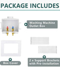 Pack of 2 Washing Machine Outlet Boxes With One Half Inch Pex Crimp Inlet To Three Quarter Inch MHT Outlet, includes box cover and support brackets