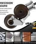 Close-up of precision gears in Heavy Duty Electric Drill Shear Conversion Kit That Clamps Straight In To Rip Steel Aluminum Copper And Drywall Like Butter Fast Twist Lock Chuck Mount.