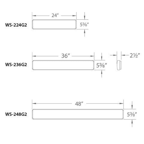 Dimensions of 24 Inch LED Vanity Light And Flush Mount with 5 CCTs 2700K 3000K 3500K 4000K 5000K Energy Star Certified Damp