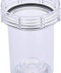 Inline Garden Hose Water Filter For Pressure Washer With Sediment Strainer, clear plastic filter canister with gasket.