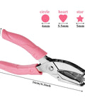 Three Piece Hole Punch Set With Circle Heart And Star Shapes Includes One Quarter Inch And Three Sixteenths Inch Metal Body Soft Grip Handle