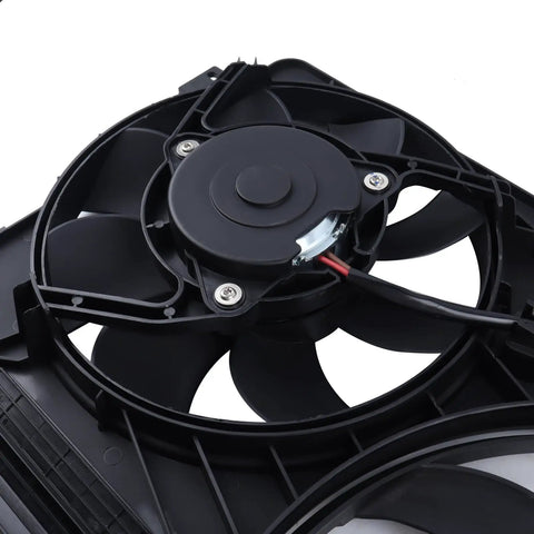 Heavy Duty Engine Cooling Radiator Fan With Controller Fits Volvo XC60 S60 XC70 S80 V60 V70 2008 To 2016 close-up view of fan blades and motor.
