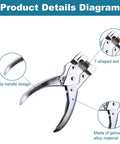 Diagram of Heavy Duty T Slot Hole Punch Handheld Cutter For Tags Badges And ID Cards PVC Cardboard And Paper Crafting with labels