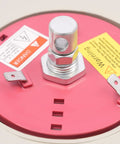 Heavy Duty Electric Chandelier Hoist With 220 Lb Load Capacity And 26 Ft Lift Stroke For Ceiling Fixtures Featuring Durable Steel Build, close-up of control panel with warning labels.