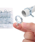 FABULETTA Double Wire Hose Clamp Kit 150 Pcs Stainless And Carbon Steel Spring Clips Assorted Sizes 5Mm To 14Mm Heavy Duty Plumbing Fixings For Pipes And Hoses That Will Hold Tight No Slipping And Durability, spring hose clamp on pipe