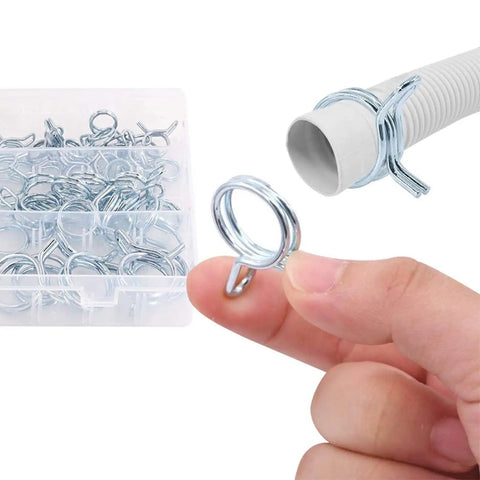 FABULETTA Double Wire Hose Clamp Kit 150 Pcs Stainless And Carbon Steel Spring Clips Assorted Sizes 5Mm To 14Mm Heavy Duty Plumbing Fixings For Pipes And Hoses That Will Hold Tight No Slipping And Durability, spring hose clamp on pipe