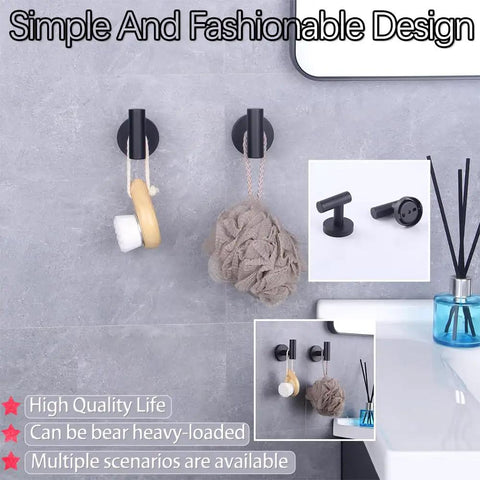 Rock Solid Stainless Steel Towel Hook Wall Mounted Two Pack Brushed Finish SUS 304 Rustproof Coat Rack For Bathroom And Kitchen Modern Hotel Style Easy Install