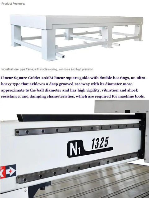 Industrial steel frame of 51 By 98 Inch 1325 Ad And Woodworking CNC Router With 3KW Spindle, US Stock