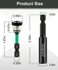 Product size image showing components of Rock Solid 6 Piece Drywall Screw Setter Set With Adjustable Depth Positioning Bits.