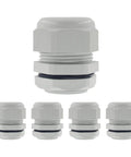 One And A Half Inch NPT Strain Relief Nylon Cord Grip Waterproof Cable Glands Five Pack Adjustable Wire Cord Grip Connector IP68 CE RoHS Listed White Rugged Heavy Duty