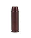 Close-up of a single 45 Colt precision snap cap, pro-grade aluminum construction, part of 6 pack for safe dry fire practice and training.