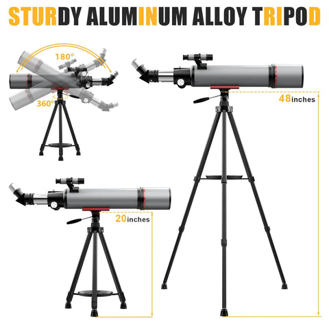 90mm Aperture Refractor Telescope For Beginners With 600mm Focal Length Portable Astronomy Kit With Phone Adapter Tripod